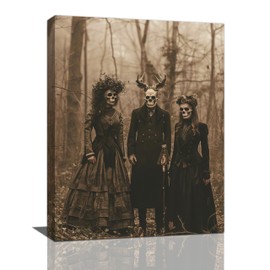 Gothic Skull Wall Art Pictures Goth Skeleton Wall Decor Canvas Painting Home Modern Artwork Decorations Framed for Bathroom Living Room Bedroom Office 12 x 16 inch