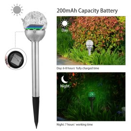 Solar Garden Lights RGB Ball LED Waterproof IP44 Stainless Steel Solar Powered Outdoor Landscape Decor Lamp 200mAh Batterycolor: Silver
