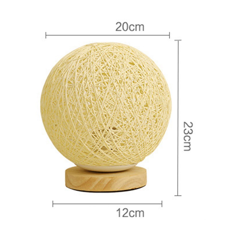 LED Bedside Table Lamp Dimmable 3W Creative USB Rattan Ball