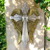 Top Brass Decorative Angel Wing Wall Cross – Gold and