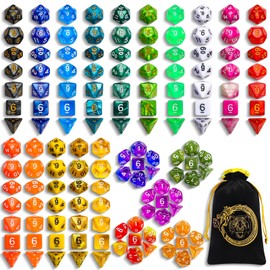 CiaraQ DND Dice Sets - 20 X 7 Polyhedral Dice (140pcs) with a Large Drawstring Bag Great for Dungeons and Dragons, Role Playing Table Game.