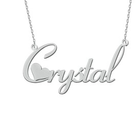 Women Jewelry Name Necklace Silver Heart Best Friend Women Gifts for Her Crystal