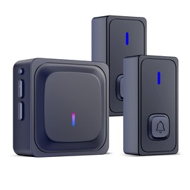 BN-LINK Wireless Doorbell with 2 Buttons, Mini Waterproof Door Bell Easy Installation, 1000Ft Range, Adjustable Volume & 58 Chimes, LED Flash, Perfect for Homes, Offices, Apartments (Black)