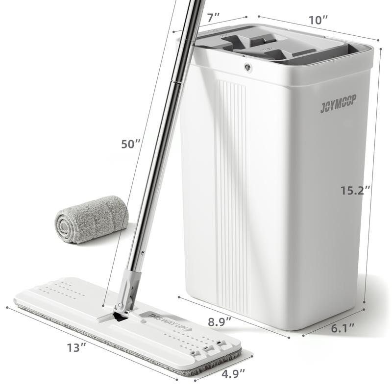 JOYMOOP 50“ Mop and Bucket with 3 Reusable Microfiber Pads
