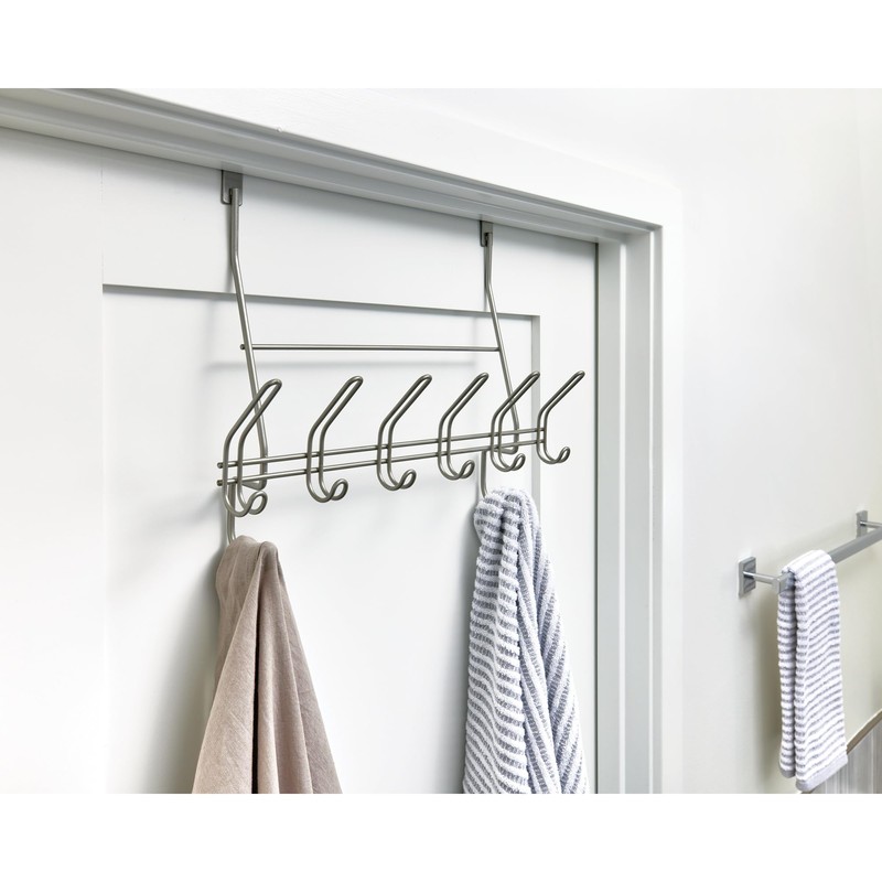 iDesign Over-The-Door Double Hook Rack with Towel Bar and Accessory
