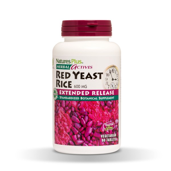 NaturesPlus Herbal Actives Red Yeast Rice, Extended Release - 600mg, 60 Vegan Tablets - Herbal Supplement - Cholesterol Support - Vegetarian, Gluten-Free - 60 Servings