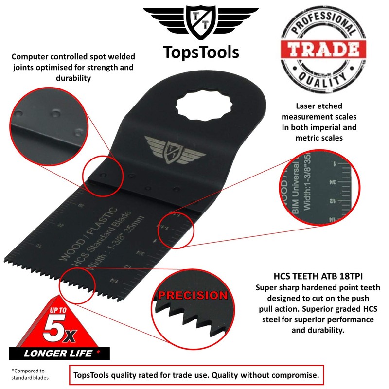 20 x TopsTools WX35F_20 35mm Fine Tooth Blades Compatible with