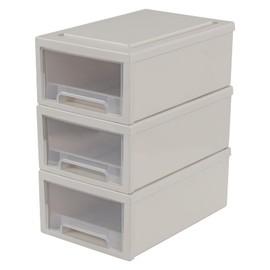 Doryh 3 Pack 6.5 L Small Plastic Storage Drawers, Stacking Desktop Organiser Drawers, Beige