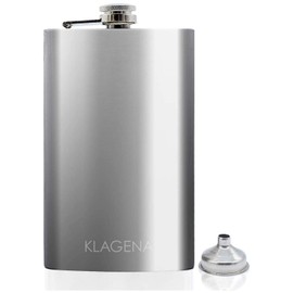 Klagena flask, stainless steel with screw cap and funnel, your favourite drink is always ideally kept