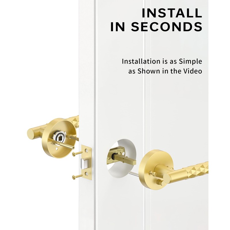 Asidrama 1 Pack Brushed Gold Privacy Door Knob or Lever