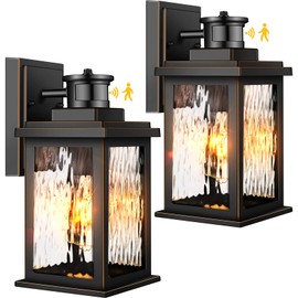 VIANIS 2 Pack Motion Sensor Outdoor Lights, Dusk To Dawn Outdoor Lighting, Modern Led Exterior Light Fixture, Anti-rust Outdoor Lantern For Front Porch, Waterproof Black Outdoor Wall Sconce For Garage