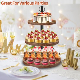 OugeWood Cupcake Stand, 3 Tier Large Cupcake Stand for 50 Cupcakes Rustic Dessert Table Display Set Wood Cupcake Tower Cake Stand Tiered Tray Stand for Wedding Birthday Baby Shower 2 Pack
