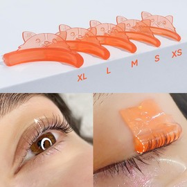 PERMANIA Lash Lift Shield, Super Soft Lash Lift Pads Fox Shape Lash Perm Rod Eyelash Curler Tool Suitable for 7-15mm Eyelashes (Orange)