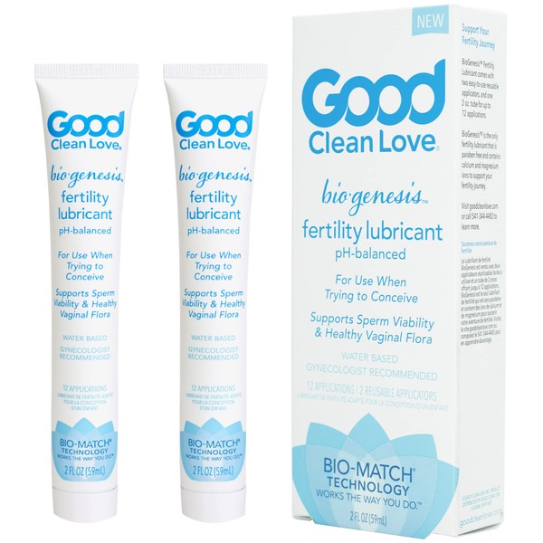 Good Clean Love Biogenesis Fertility-Friendly Lubricant, Water-Based & Paraben-Free Lube, for Women & Couples Trying to Conceive, Safe for Toys, 2 Oz (2-Pack)
