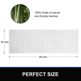 Bamboo Bath Mat Bathroom Runner Long Large Rugs Floor Wood Shower Bathtub Waterproof Non Slip Accessories 16x48 Inch Easy to Clean, White Bamboo, 1 pc