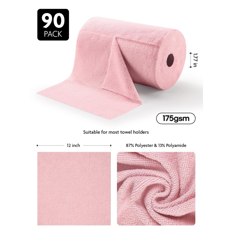 Fantasticlean Microfiber Cleaning Cloth Roll -90 Pack, Tear Away Microfiber