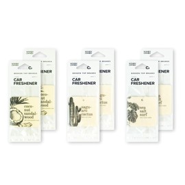 Broken Top Botanical Car Air Freshener Variety Pack, 6 Pack (2 Coconut Sandalwood, 2 Saguaro Cactus, 2 Sea Salt Surf)