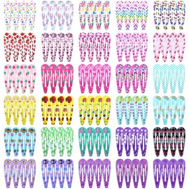 Cinaci 120pcs in 30 niedlichen Mustern 5cm/2" bunt bedruckte Metall Snap Haarspangen Haarspangen Haarspangen Pony Halter Zubehör für Baby Mädchen Kleinkinder Kinder Teens