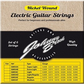 Johnny Brook Set of 6 Nickel Wound Electric Guitar Strings (Super Light Gauge)