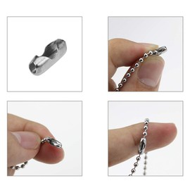 TXErfolg Stainless Steel Ball Chain 8 m Length 2.4 mm Diameter for DIY Crafts Decoration with 20 Matching Connectors