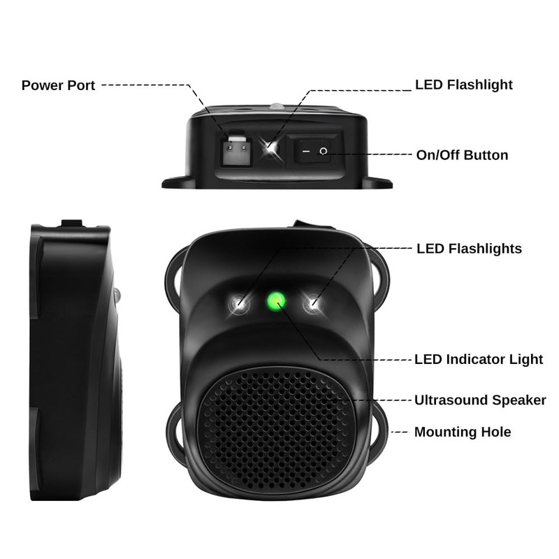 Car Rodent Repellent Ultrasonic Under Hood Animal Repeller Mouse and