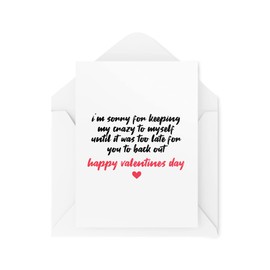Funny Valentines Cards Husband or Wife, Couples Card, Sorry for Keeping My Crazy, for Him for Her Girlfriend Boyfriend Valentines CBH451