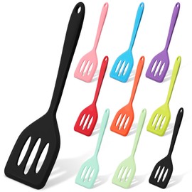 10 Pieces Mini Spatula Bulk Small Silicone Turner Heat Resistant Slotted Spatula Colorful Egg Spatula Flipper Non Stick Cookware for Fish Eggs Pancakes Cooking Baking Kitchen Dishwasher Safe