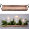 AGLARY Rectangle Wood Candle Tray with Black Metal Handles, Rustic