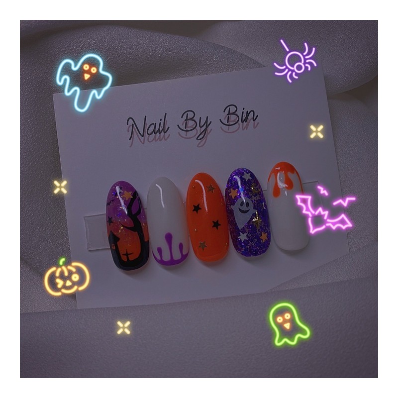 [Halloween] Halloween party nails - Short Oval / [할로윈] 할로윈파티