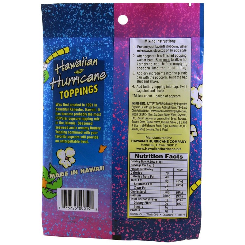 Hawaiian Hurricane Mochi Crunch Nori Popcorn Topping, 2.5 Ounce