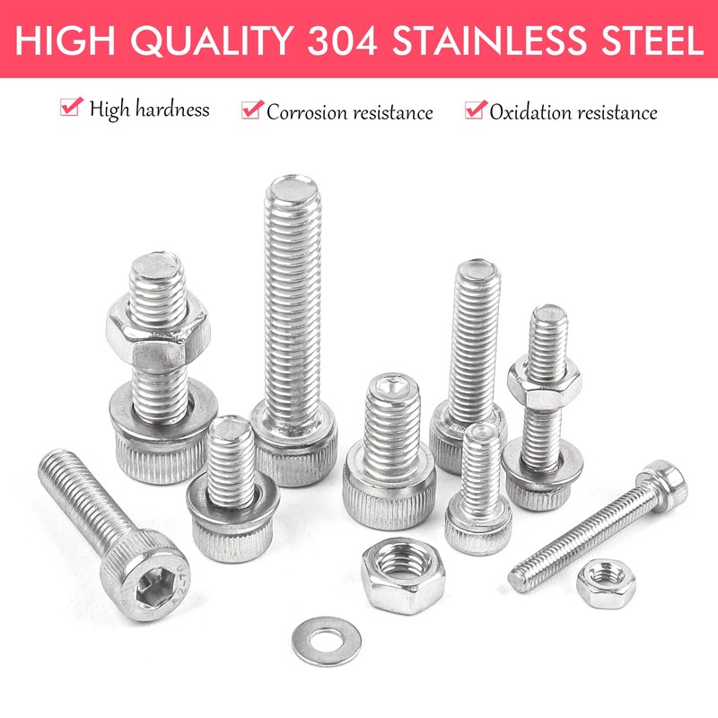 JatilEr 240 Pcs M3 M4 M5 M6 Hexagon Socket Bolts