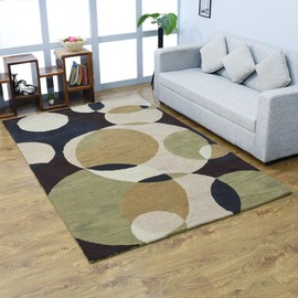 Hand Tufted Wool ECO-Friendly Area Rugs - 5'x8', Rectangle Shape, Multicolor, Geometric Modern Design, High Pile Thick Handmade Area Rugs for Living Room, Bed Room (K00226)