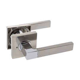 Tatman Hardware Irvine - Modern Interior Door Lever in Satin Nickel - Passage/Privacy/Dummy Function Privacy (Bedrooms & Bathrooms)
