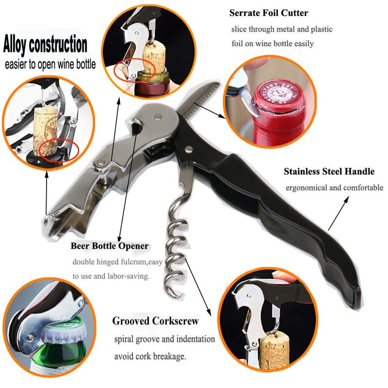 Professional Waiter Corkscrew Wine Openers Set, Heavy Duty Stainless Steel