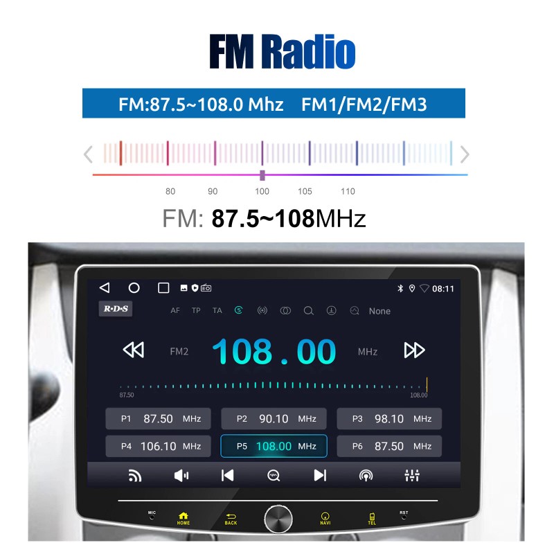 ESSGOO 1DIN 10" 360° Rotatable Car Stereo Touchscreen Screen Bluetooth