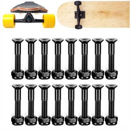 ANCLLO Skateboard Screws Longboard Hardware Kit Skateboard Screws Nuts for Skateboard Bridge Nail Truck Screws Nuts for Replacement Black 25mm 16pcs