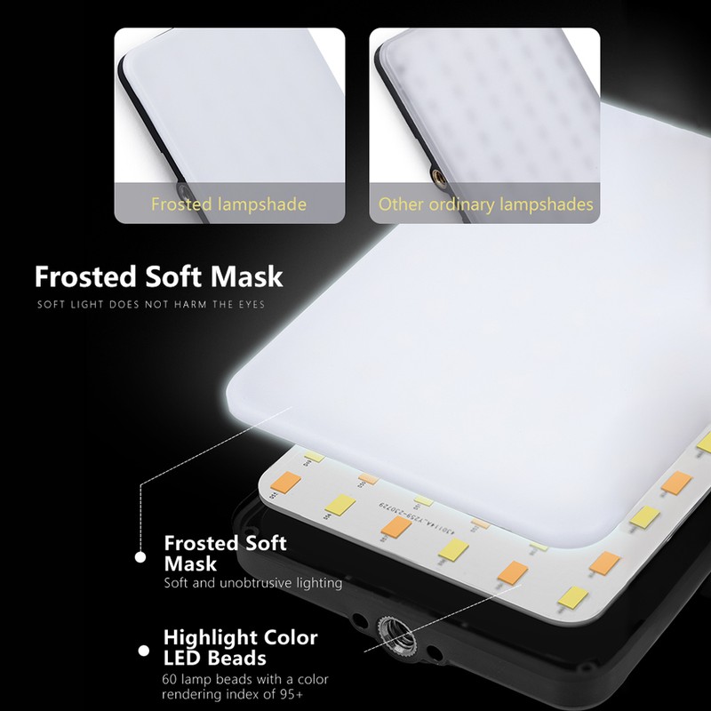5W Photography Lamp Bi-color LED Light Pocket Vlog Light 2500K-9000K