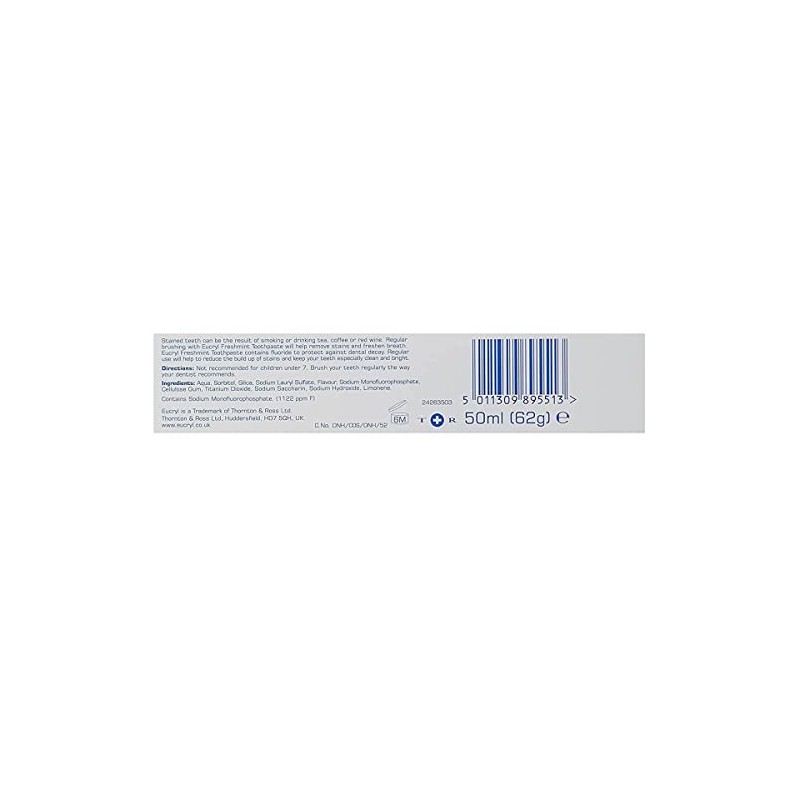 EUCRYL SMOKERS TOOTHPASTE FRESHMINT 50ML POWERFUL STAIN REMOVAL by Eucryl