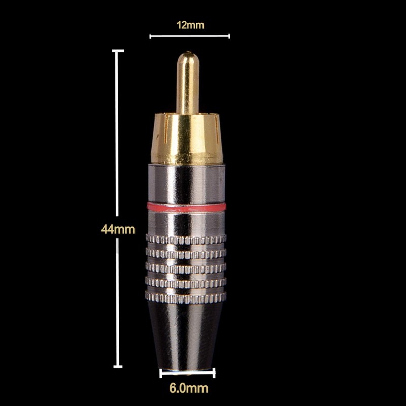 RCA Plug Connectors Coaxial Cable Audio Adapter Gold Plug Male