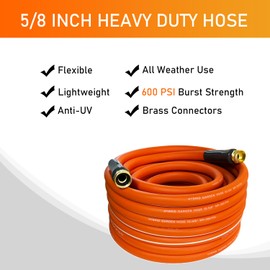 DayisTools Hybrid Garden Hose 3 ft, Upgraded Flexible Water Hose 5/8 IN x 3FT, Lightweight, Super Durable, All-weather, Work Pressure 200 PSI, 3/4 IN GHT Solid Brass Fittings, Orange White