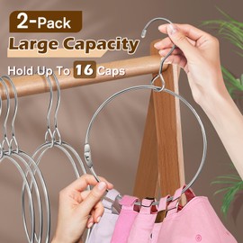ProtectHobby Hat Organizer for Baseball Caps, Space Saving Heavy Duty Metal Ring Baseball Cap Organizer, Hat Storage for Baseball Caps, Travel Carry-On, Room-Warming Gifts, 2-Pack