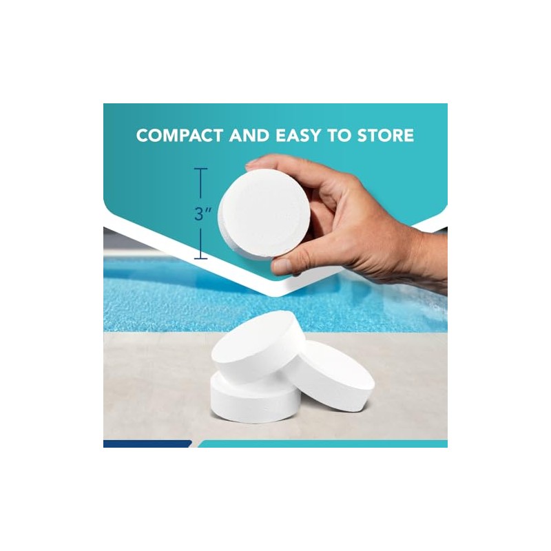 Puri Tech Pool Chemicals 3‑Inch Stabilized Chlorine Tablets for Swimming