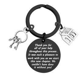 Lywjyb Birdgot Realtor Keychain Thank You For All Of Your Help Keychain Housewarming Gifts Realtor Gift For Men & Women (ThankU For Help ca black)