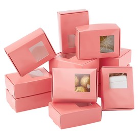 PH PandaHall Pink Paper Boxes 20pcs Candy Bakery Boxes Small Treat Boxes with Window Cookie Paper Boxes Rectangle Bakery Gift Boxes for Party Pastries Desserts Soap 3.5x2.5x1.1in