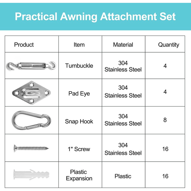 HOMPER Awning Mounting Kit, Awning Accessories Mounting for Square Triangular