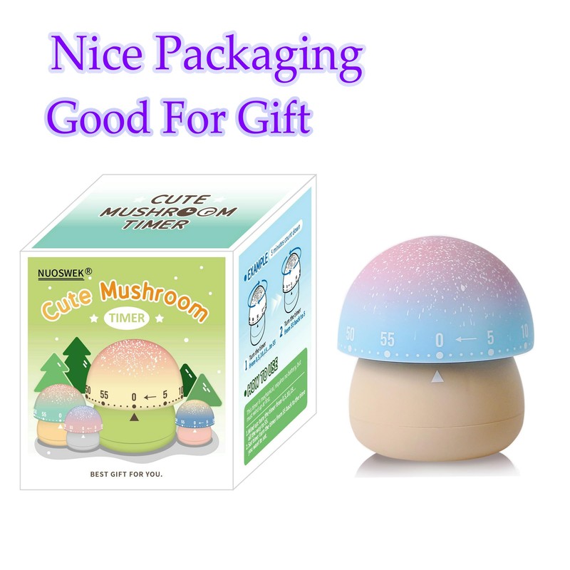 NUOSWEK Mechanical Kitchen Timer, Cute Mushroom Timer for Kids, Wind
