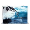 CORFOTO 8x6ft Fabric Penguin Photography Backdrop Winter Antarctic Scene Background