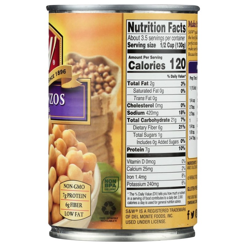 S&W Beans, Garbanzo, 15.5-Ounce (Pack of 12) by S&W