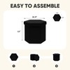PINPLUS Linen Hexagon Storage Ottoman, Foldable Fabric Footstool with Lid,