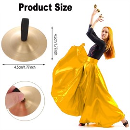 BEANPRECOY 6 Pcs Finger Cymbals-Professional Brass Zills for Belly Dance | Handmade Percussion Instrument Set with Carry Bag | Perfect for Dance Performances, Musical Training & Meditation (4.5cm)